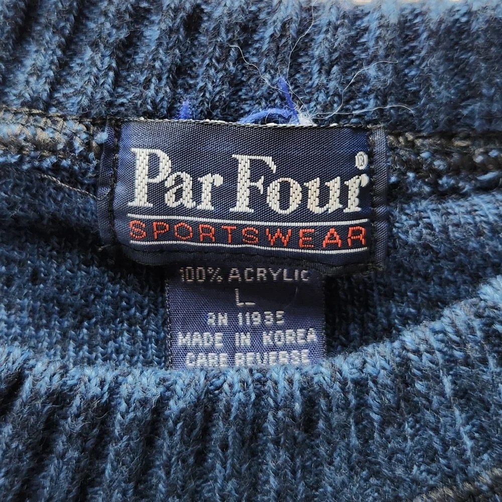 Par Four Vintage Golf Sweater Striped Blue Black White | Men's Size L